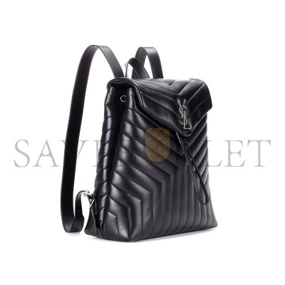 YSL LOULOU MEDIUM BACKPACK BLACK IN QUILTED LEATHER 487219DV7261000 (33*26*13cm)