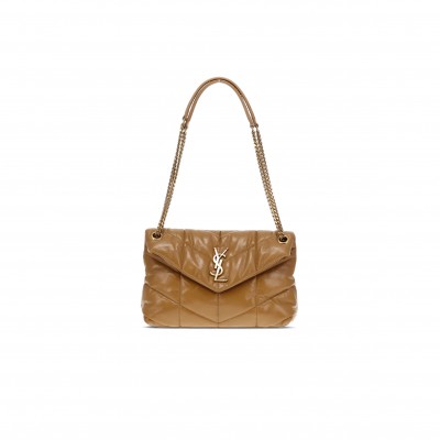 YSL PUFFER SMALL IN CRINKLED GLOSSED-LEATHER 577476452256 (29*17*11cm)