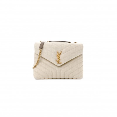 YSL LOULOU MEDIUM CHAIN BAG IN LINEN 4872161571476 (32*22*11cm)