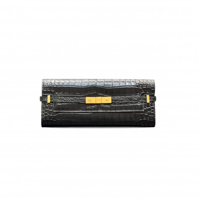 YSL MANHATTAN CLUTCH IN CROCODILE-EMBOSSED LEATHER 695949366520 (31*14*3cm)