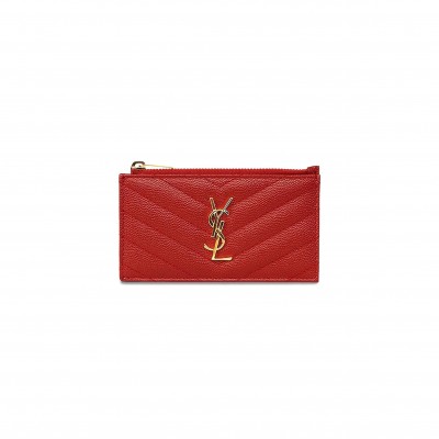 YSL CASSANDRE MATELASSÉ FRAGMENTS CARD CASE IN GRAIN DE POUDRE LEATHER 607915BOW016008 (13*8*2cm)