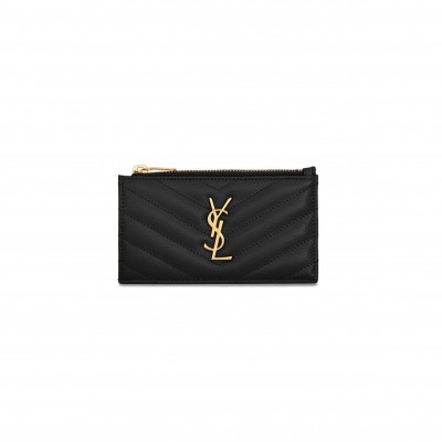 YSL CASSANDRE MATELASSÉ FRAGMENTS CARD CASE IN GRAIN DE POUDRE LEATHER 607915BOW011000 (13*8*2cm)