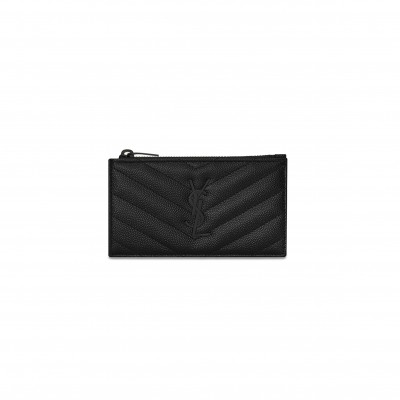 YSL CASSANDRE MATELASSÉ FRAGMENTS CARD CASE IN GRAIN DE POUDRE LEATHER 607915BOW081000 (13*8*2cm)