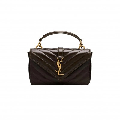 YSL COLLEGE MINI IN CRINKLED VINTAGE LEATHER 779430541085 (20*13*3cm)