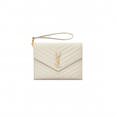 YSL CASSANDRE MATELASSÉ FLAP POUCH IN GRAIN DE POUDRE LEATHER 617662BOW019207 (21*16*3cm)