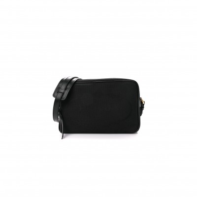 PRADA JACQUARD LOGO CAMERA BAG BLACK (23*15*8cm)