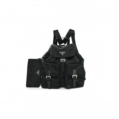 PRADA RE-NYLON TESSUTO SAFFIANO MEDIUM BACKPACK BLACK (29*28*15cm)