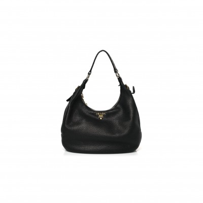 PRADA VITELLO DAINO HOBO BLACK (36*30*15cm)