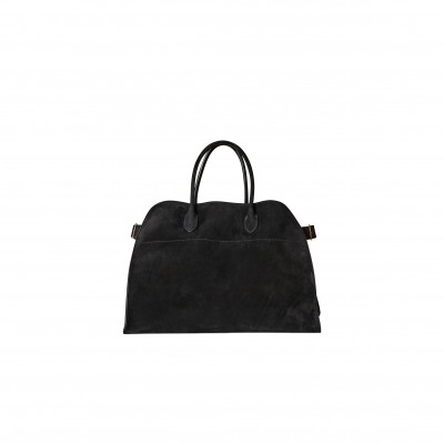 THE ROW SOFT MARGAUX 17 BAG IN SUEDE BLACK W1254L25BLSG (43*30*25cm)