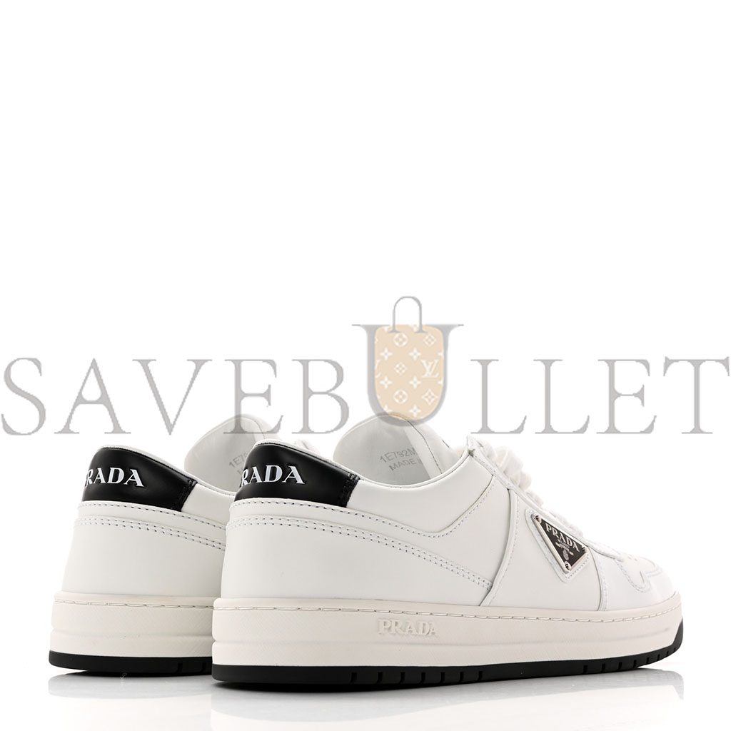 PRADA VITELLO ROIS METAL TRIANGLE LOGO WOMENS DOWNTOWN LOW TOP 30MM SNEAKERS 39.5 WHITE BLACK PRADA VITELLO ROIS METAL TRIANGLE LOGO WOMENS DOWNTOWN LOW TOP 30MM SNEAKERS 39.5 WHITE BLACK