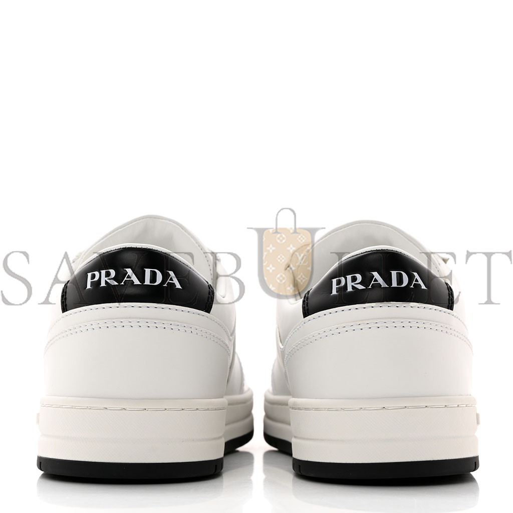 PRADA VITELLO ROIS METAL TRIANGLE LOGO WOMENS DOWNTOWN LOW TOP 30MM SNEAKERS 39.5 WHITE BLACK PRADA VITELLO ROIS METAL TRIANGLE LOGO WOMENS DOWNTOWN LOW TOP 30MM SNEAKERS 39.5 WHITE BLACK