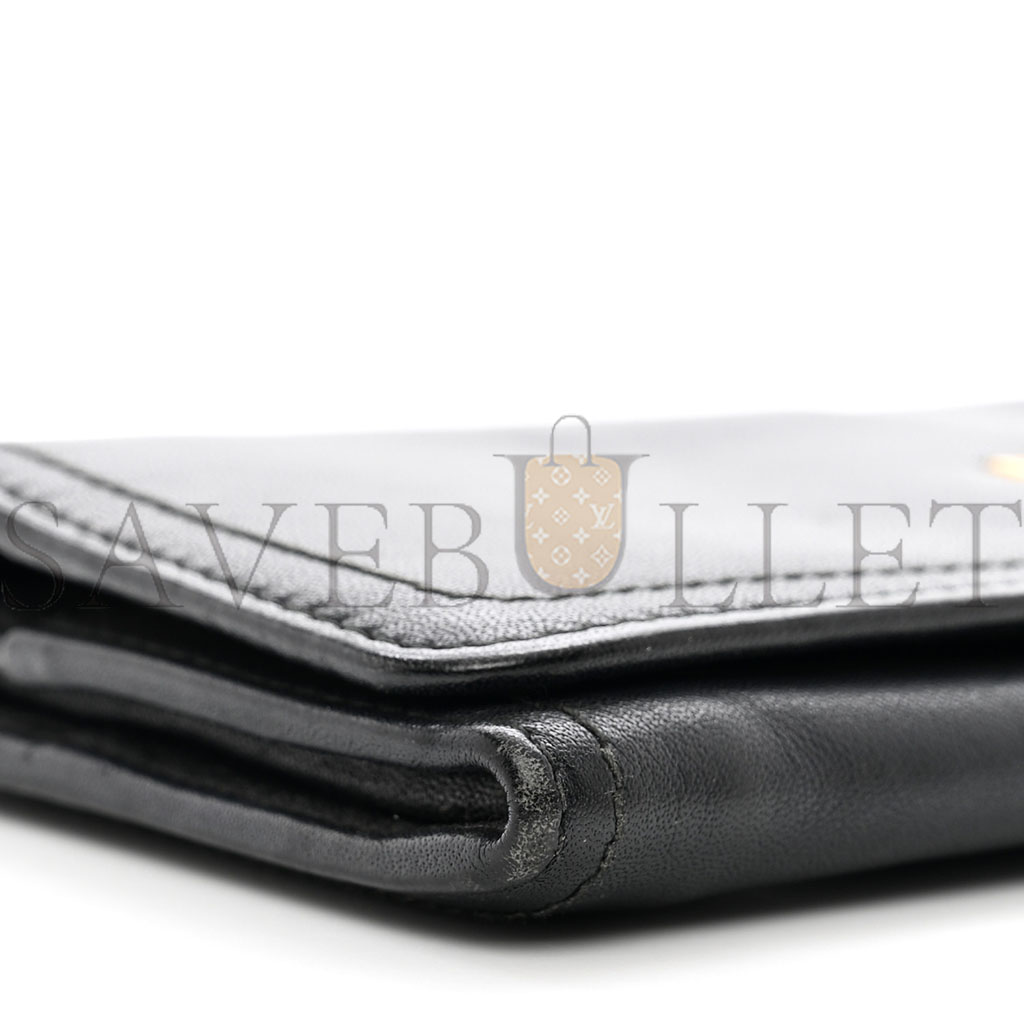 PRADA CALFSKIN CONTINENTAL FLAP WALLET BLACK (19*9*3cm) PRADA CALFSKIN CONTINENTAL FLAP WALLET BLACK (19*9*3cm)