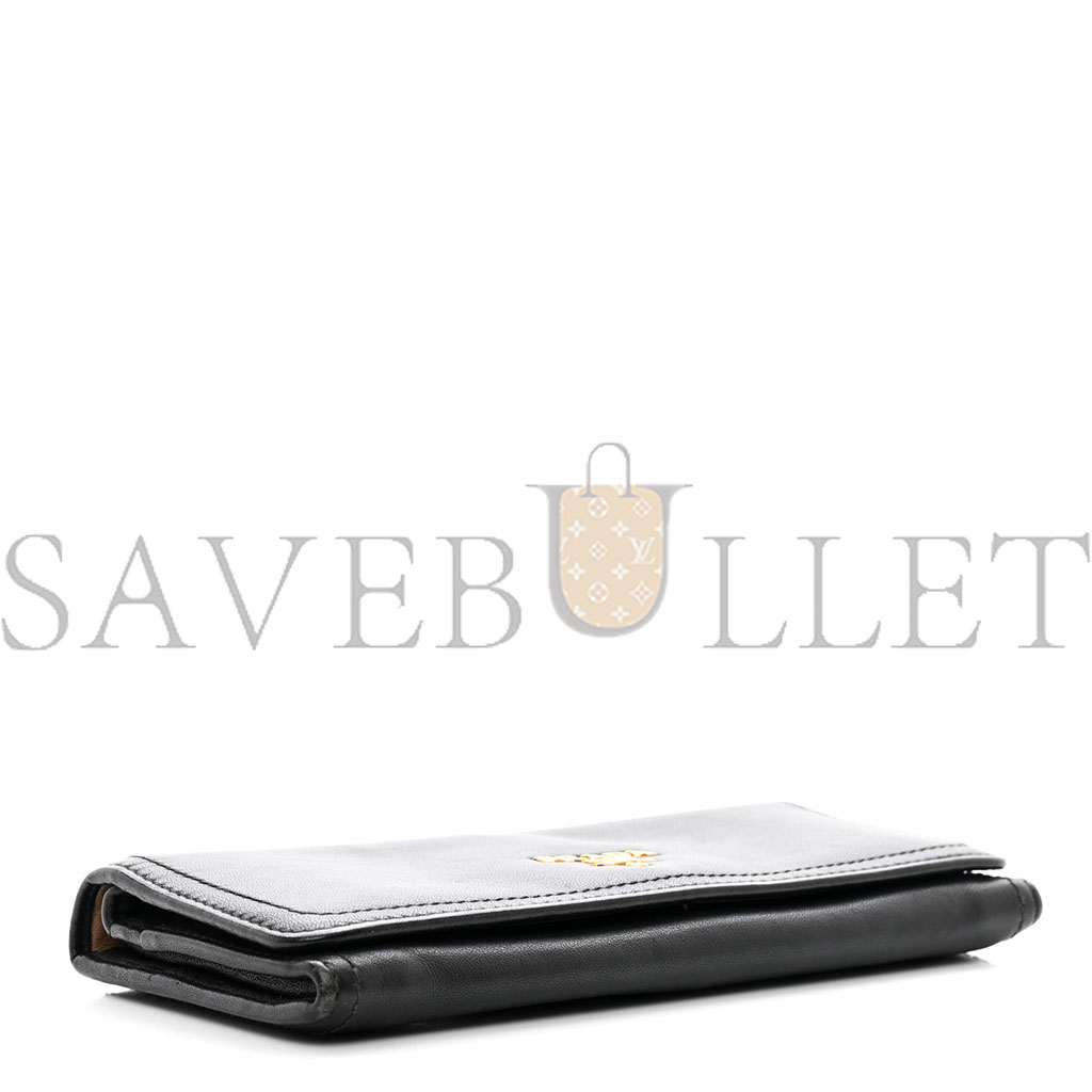 PRADA CALFSKIN CONTINENTAL FLAP WALLET BLACK (19*9*3cm) PRADA CALFSKIN CONTINENTAL FLAP WALLET BLACK (19*9*3cm)