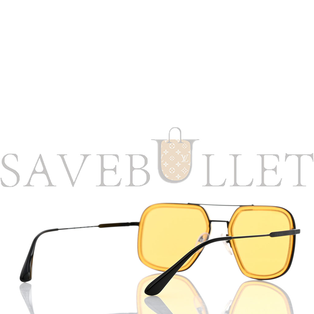 PRADA AVIATOR SUNGLASSES SPR 57X BLACK YELLOW PRADA AVIATOR SUNGLASSES SPR 57X BLACK YELLOW