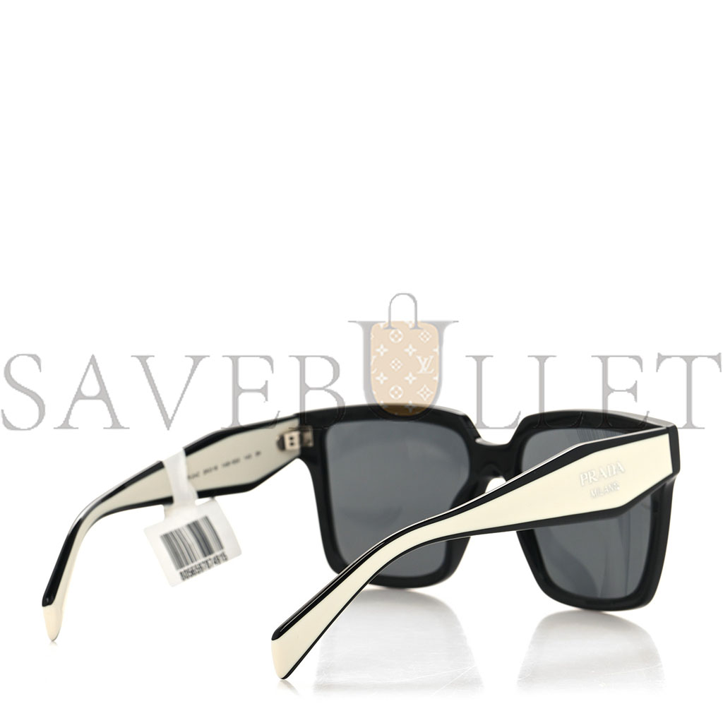 PRADA ACETATE SQUARE SUNGLASSES SPR 24Z BLACK WHITE PRADA ACETATE SQUARE SUNGLASSES SPR 24Z BLACK WHITE