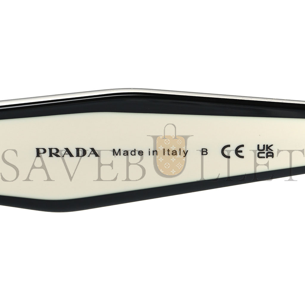 PRADA ACETATE SQUARE SUNGLASSES SPR 24Z BLACK WHITE PRADA ACETATE SQUARE SUNGLASSES SPR 24Z BLACK WHITE