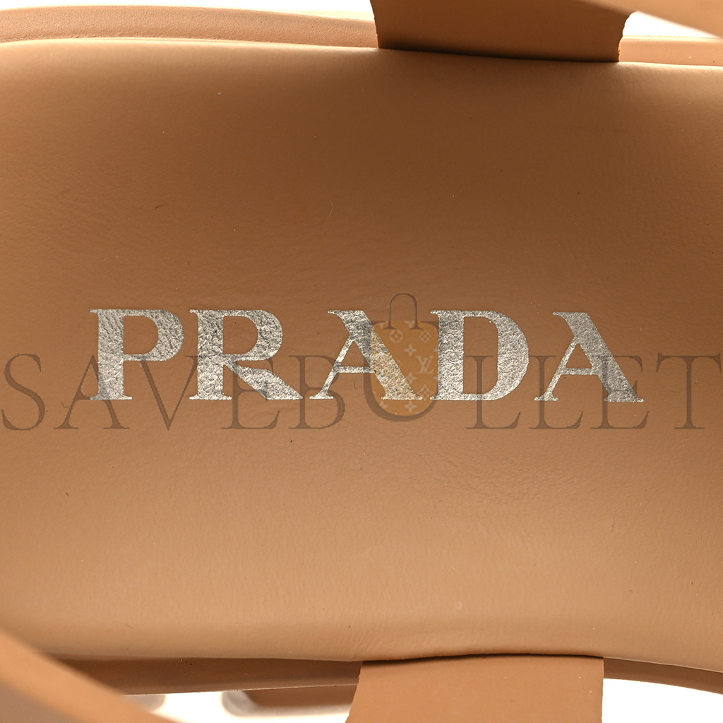 PRADA FOAM RUBBER METAL TRIANGLE LOGO MONOLITH 55MM CAGE SANDALS 41 ORZO PRADA FOAM RUBBER METAL TRIANGLE LOGO MONOLITH 55MM CAGE SANDALS 41 ORZO