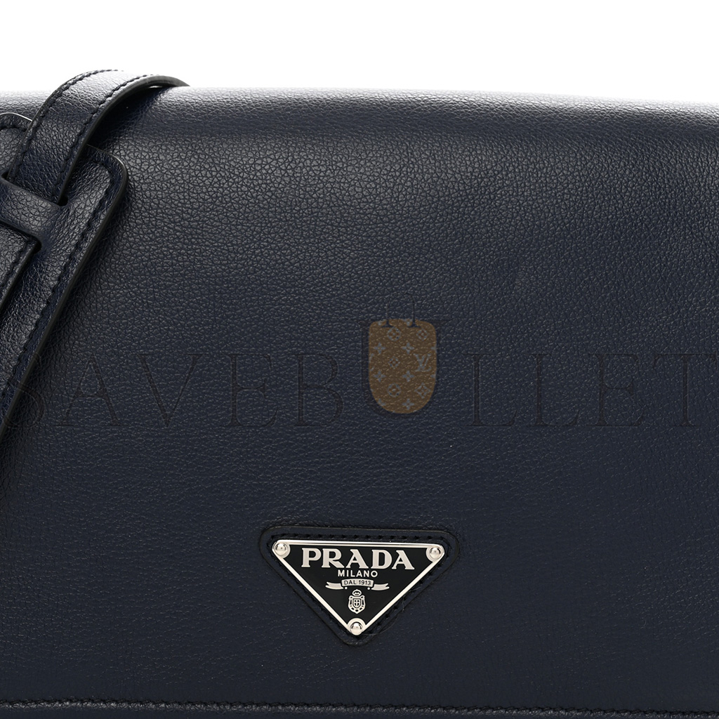 PRADA GLACE CALF SHOULDER BAG BALTICO (23*17*9cm) PRADA GLACE CALF SHOULDER BAG BALTICO (23*17*9cm)