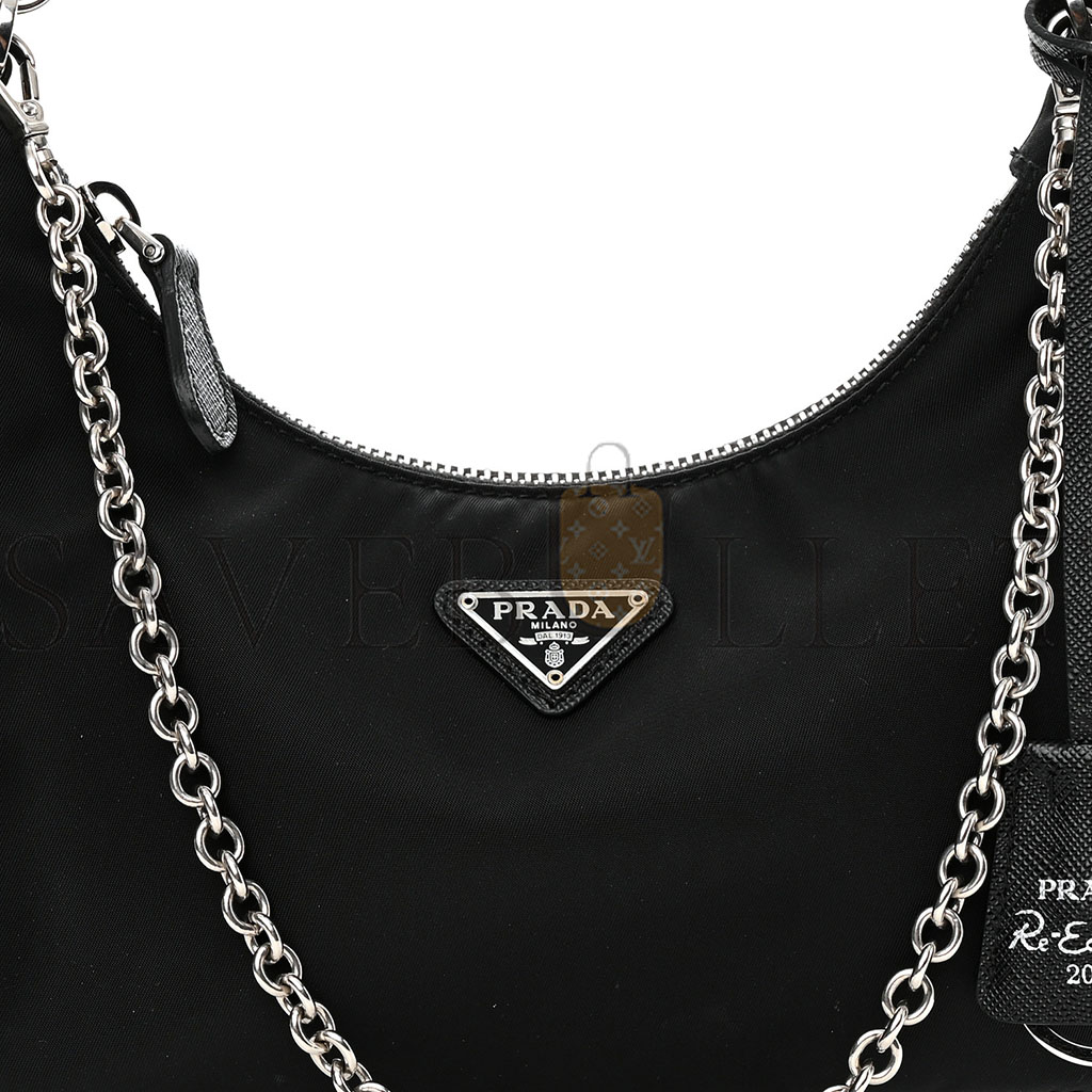 PRADA NYLON RE-EDITION 2005 SHOULDER BAG BLACK (18*18*6cm) PRADA NYLON RE-EDITION 2005 SHOULDER BAG BLACK (18*18*6cm)