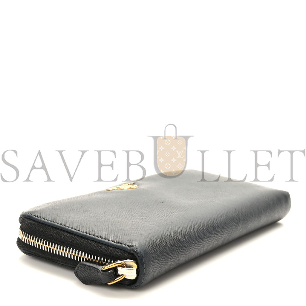 PRADA SAFFIANO METAL ZIP AROUND WALLET BLACK (18*11*3cm) PRADA SAFFIANO METAL ZIP AROUND WALLET BLACK (18*11*3cm)