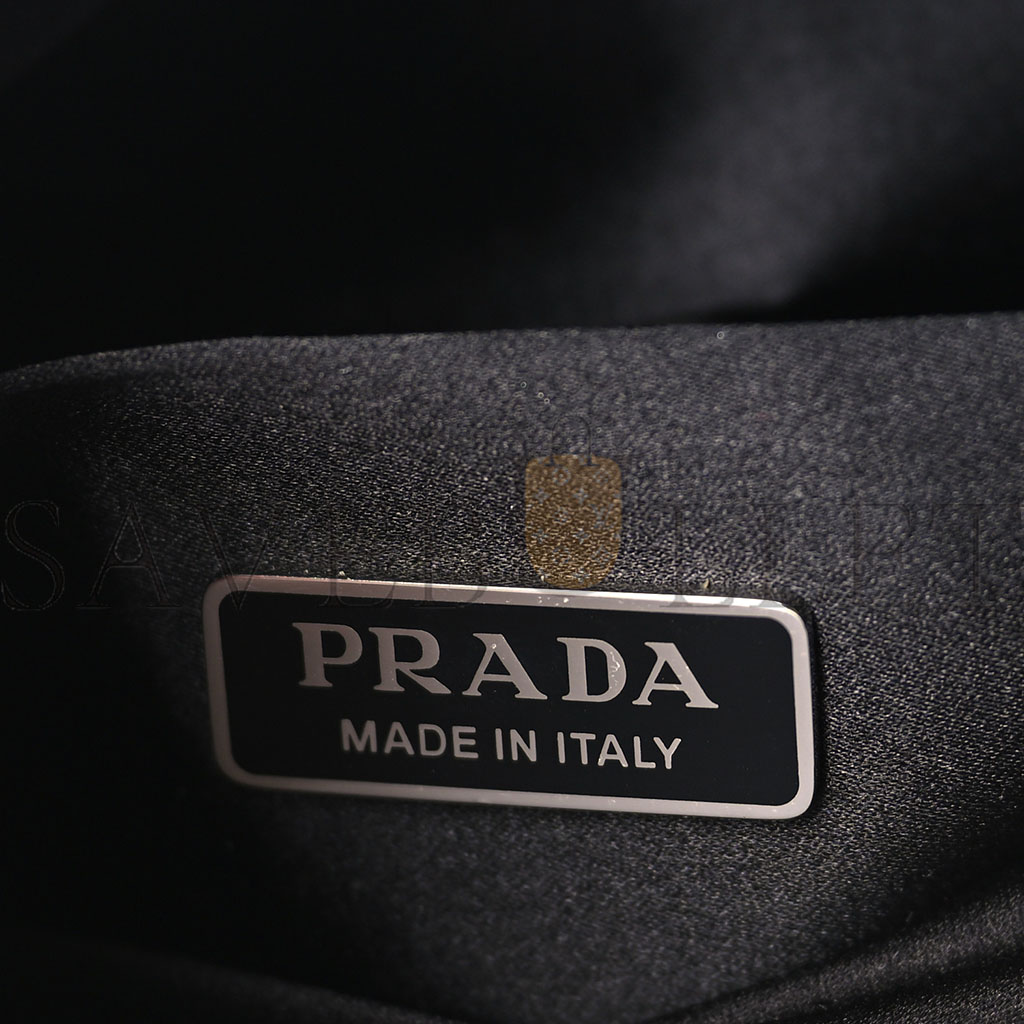PRADA SATIN CRYSTAL CLEO SHOULDER BAG BLACK (21*19*3cm) PRADA SATIN CRYSTAL CLEO SHOULDER BAG BLACK (21*19*3cm)