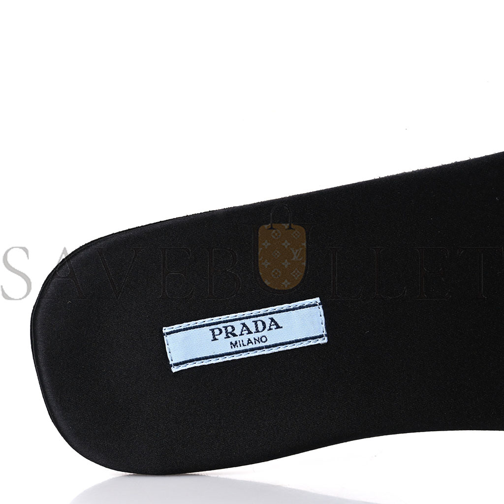 PRADA SATIN TRAVEL SLIDE SANDALS M 37.5 38.5 BLACK PRADA SATIN TRAVEL SLIDE SANDALS M 37.5 38.5 BLACK