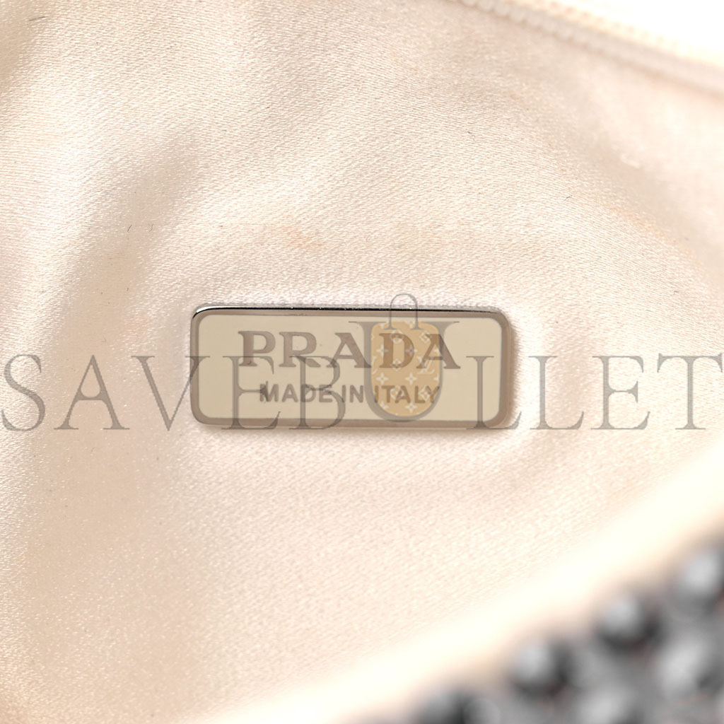 PRADA SATIN CRYSTAL MINI RE-EDITION BAG WHITE (23*16*8cm) PRADA SATIN CRYSTAL MINI RE-EDITION BAG WHITE (23*16*8cm)