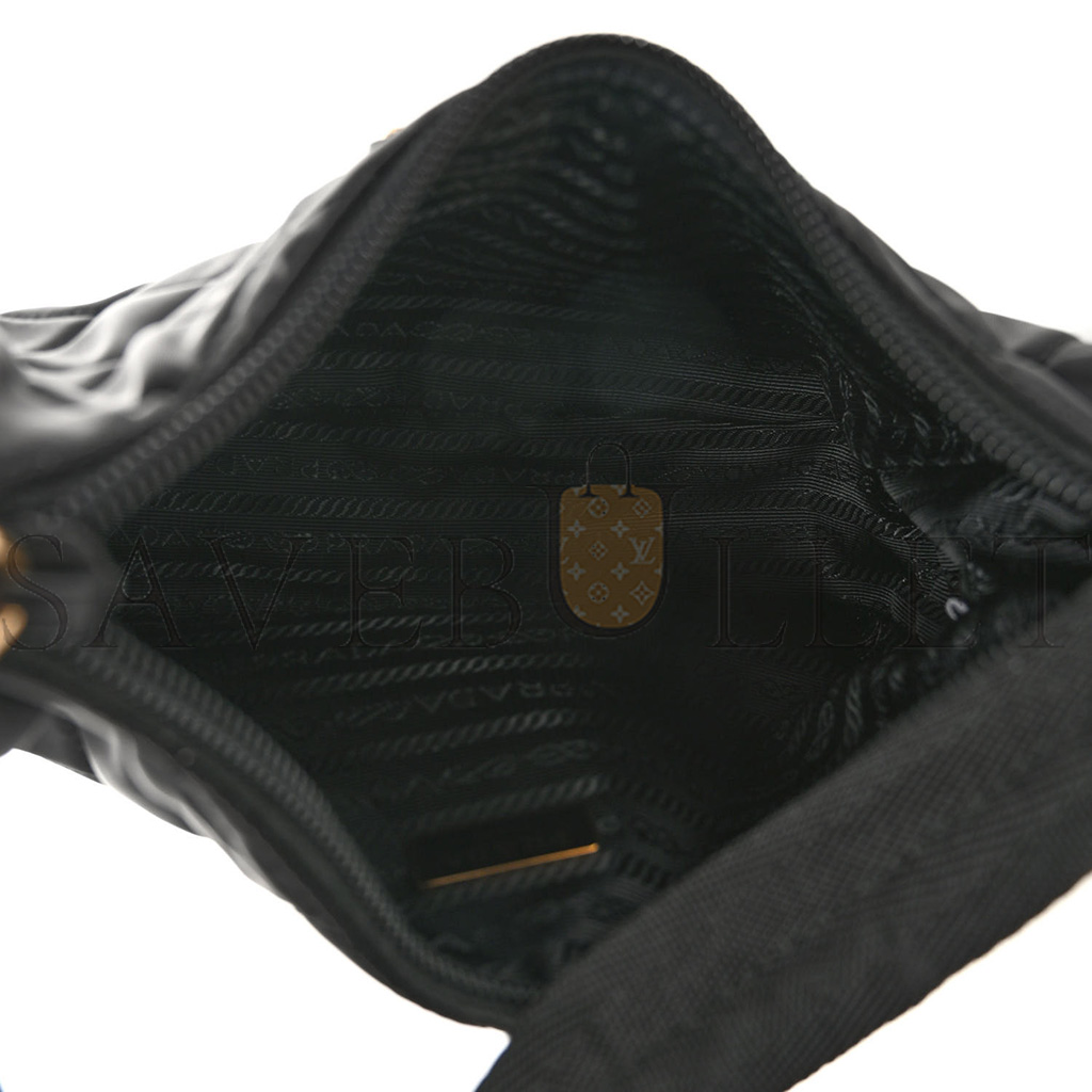 PRADA TESSUTO NYLON IMPUNTU QUILTED SHOULDER BAG BLACK (23*13*6cm) PRADA TESSUTO NYLON IMPUNTU QUILTED SHOULDER BAG BLACK (23*13*6cm)