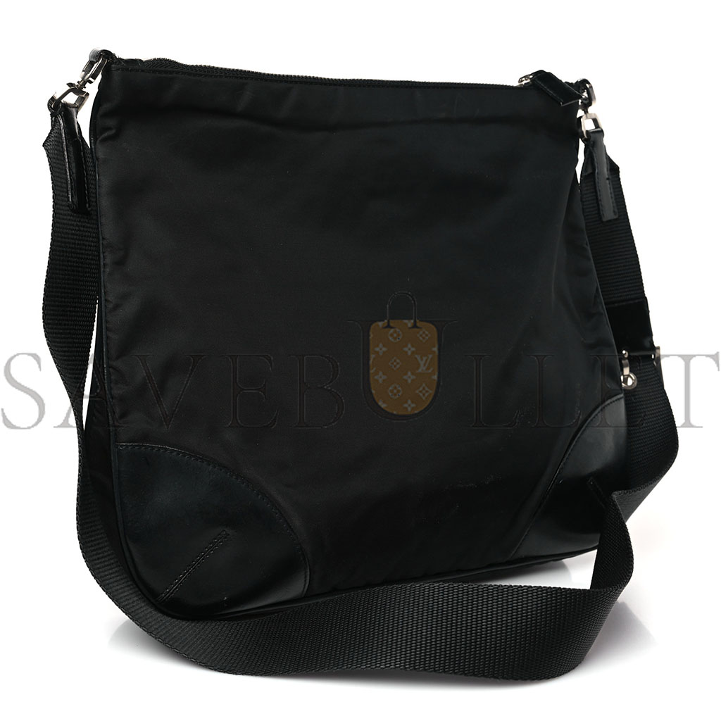 PRADA TESSUTO NYLON SOFT CALF SHOULDER BAG BLACK (32*30*8cm) PRADA TESSUTO NYLON SOFT CALF SHOULDER BAG BLACK (32*30*8cm)