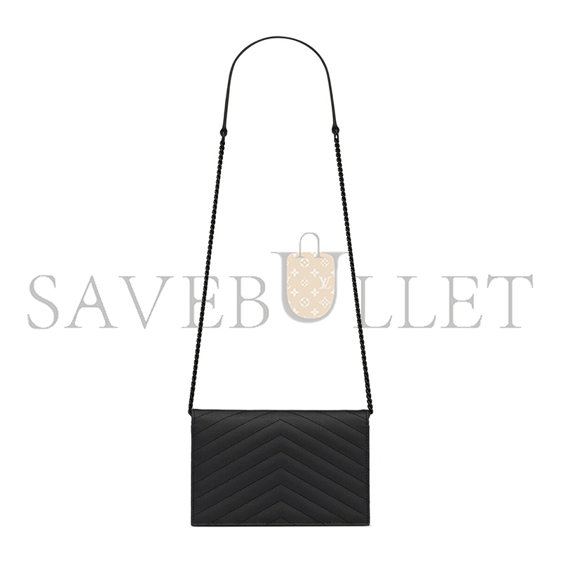 YSL CASSANDRE ENVELOPE CHAIN WALLET IN GRAIN DE POUDRE LEATHER 742920BOW081000 (19*12.5*3.5cm)