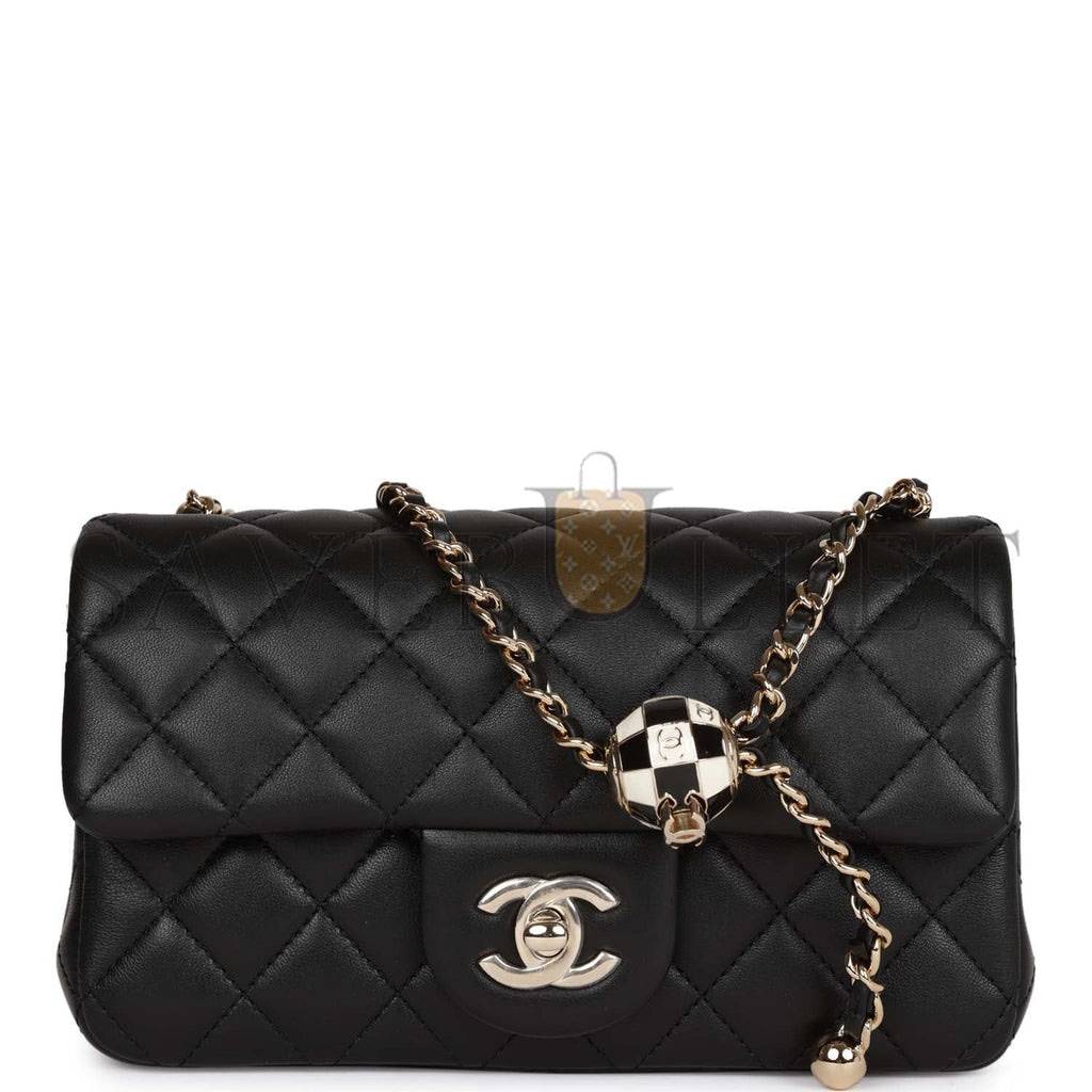 CHANEL PEARL CRUSH MINI RECTANGULAR FLAP BAG BLACK LAMBSKIN LIGHT GOLD HARDWARE (20*13*6cm) CHANEL PEARL CRUSH MINI RECTANGULAR FLAP BAG BLACK LAMBSKIN LIGHT GOLD HARDWARE (20*13*6cm)