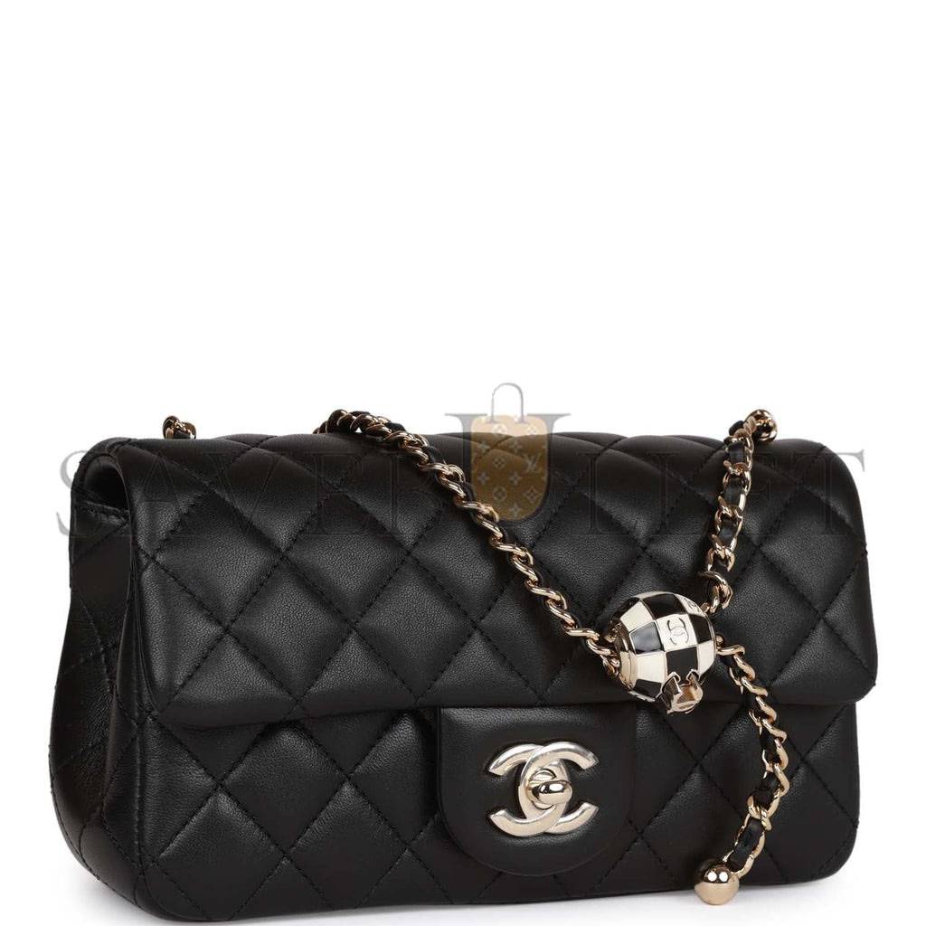 CHANEL PEARL CRUSH MINI RECTANGULAR FLAP BAG BLACK LAMBSKIN LIGHT GOLD HARDWARE (20*13*6cm) CHANEL PEARL CRUSH MINI RECTANGULAR FLAP BAG BLACK LAMBSKIN LIGHT GOLD HARDWARE (20*13*6cm)