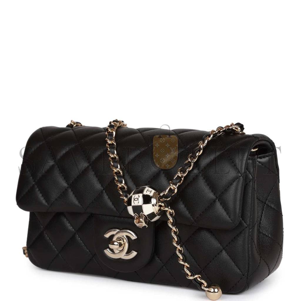 CHANEL PEARL CRUSH MINI RECTANGULAR FLAP BAG BLACK LAMBSKIN LIGHT GOLD HARDWARE (20*13*6cm) CHANEL PEARL CRUSH MINI RECTANGULAR FLAP BAG BLACK LAMBSKIN LIGHT GOLD HARDWARE (20*13*6cm)