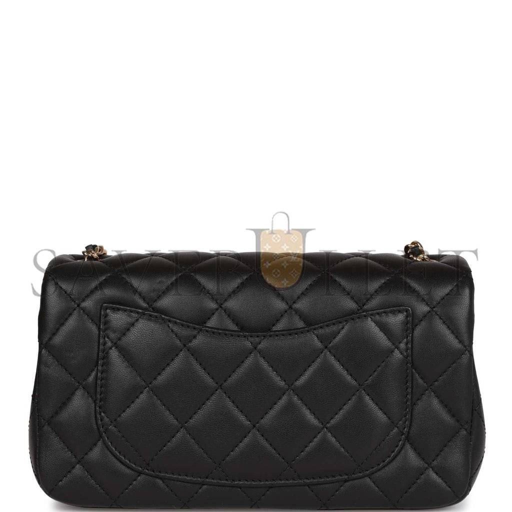 CHANEL PEARL CRUSH MINI RECTANGULAR FLAP BAG BLACK LAMBSKIN LIGHT GOLD HARDWARE (20*13*6cm) CHANEL PEARL CRUSH MINI RECTANGULAR FLAP BAG BLACK LAMBSKIN LIGHT GOLD HARDWARE (20*13*6cm)