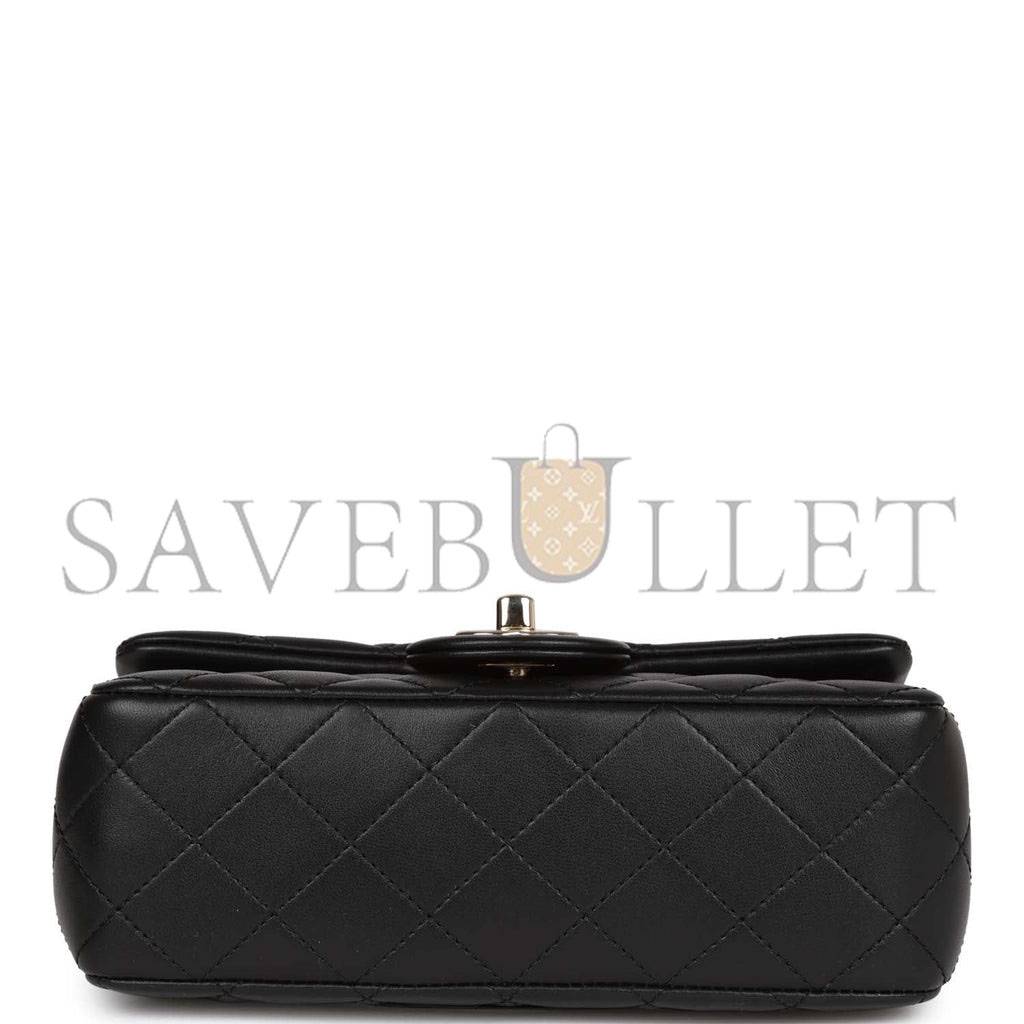 CHANEL PEARL CRUSH MINI RECTANGULAR FLAP BAG BLACK LAMBSKIN LIGHT GOLD HARDWARE (20*13*6cm) CHANEL PEARL CRUSH MINI RECTANGULAR FLAP BAG BLACK LAMBSKIN LIGHT GOLD HARDWARE (20*13*6cm)