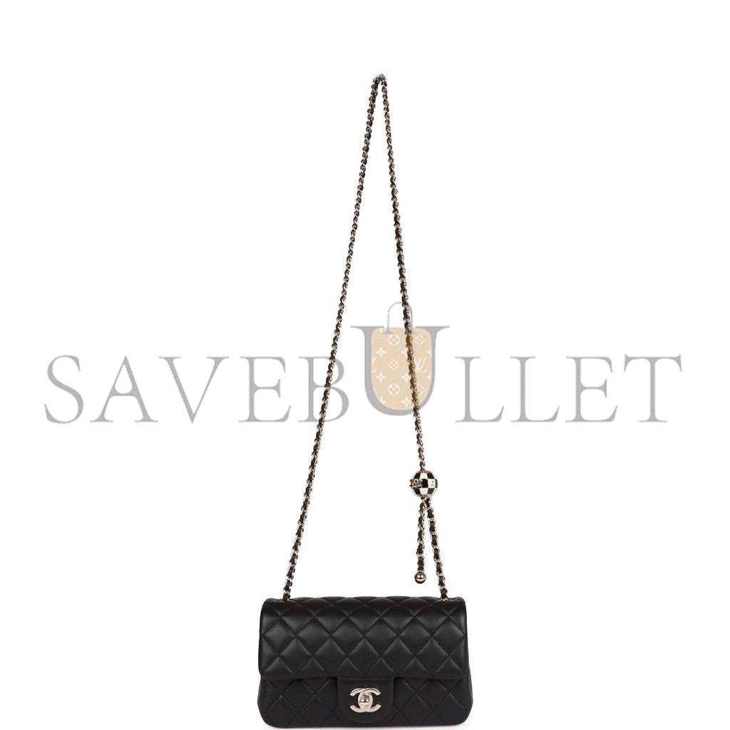 CHANEL PEARL CRUSH MINI RECTANGULAR FLAP BAG BLACK LAMBSKIN LIGHT GOLD HARDWARE (20*13*6cm) CHANEL PEARL CRUSH MINI RECTANGULAR FLAP BAG BLACK LAMBSKIN LIGHT GOLD HARDWARE (20*13*6cm)