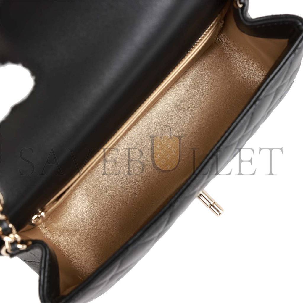 CHANEL PEARL CRUSH MINI RECTANGULAR FLAP BAG BLACK LAMBSKIN LIGHT GOLD HARDWARE (20*13*6cm) CHANEL PEARL CRUSH MINI RECTANGULAR FLAP BAG BLACK LAMBSKIN LIGHT GOLD HARDWARE (20*13*6cm)